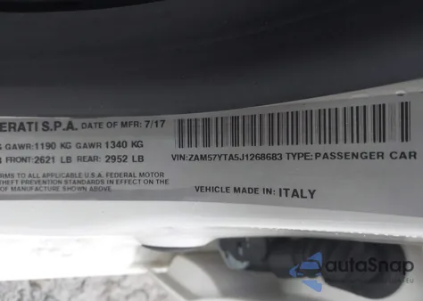 2018 Maserati Ghibli S Q4 из США, поврежденный, VIN ZAM57YTA5J1268683